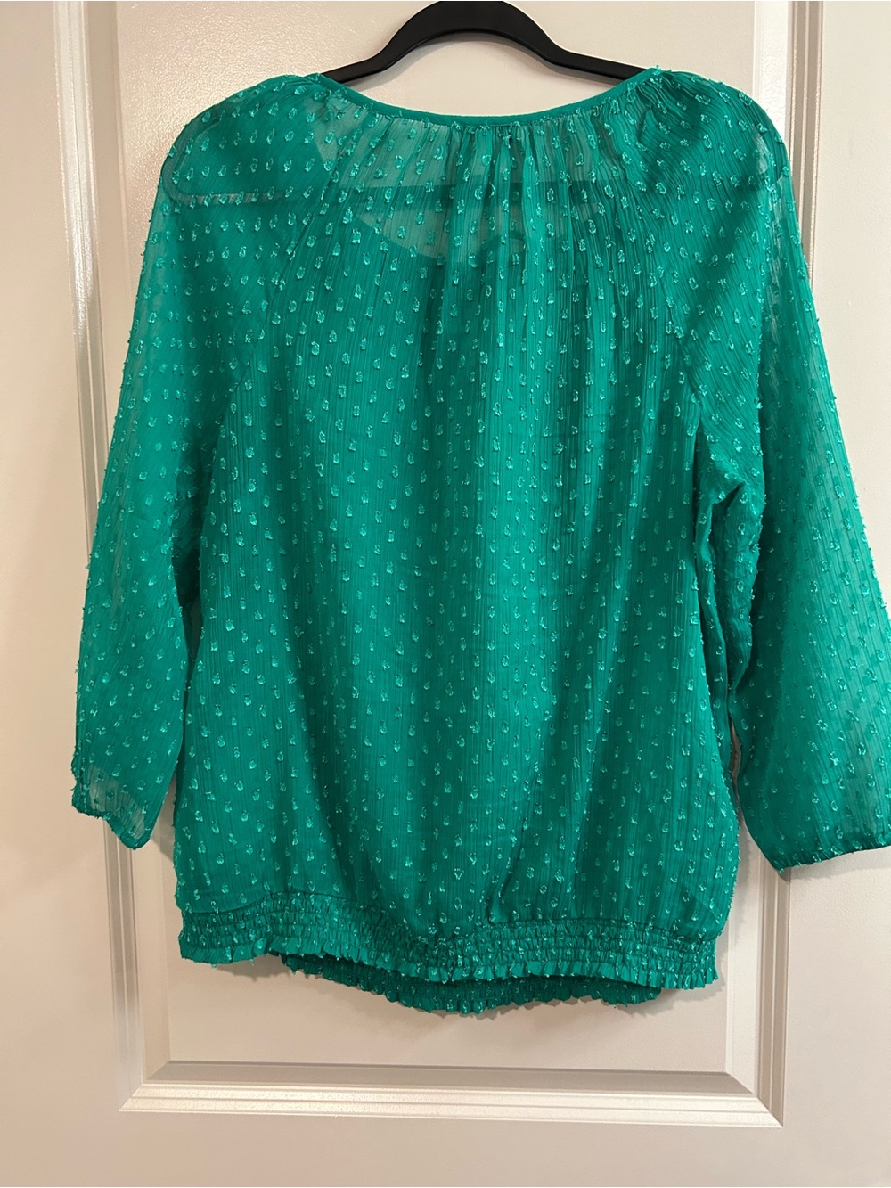 Lucky Brand Teal Green Swiss Dot Peasant Tunic - Picture 4 of 4